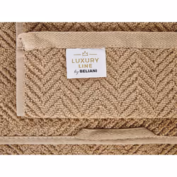 Set of 2 Cotton Terry Towels Beige MITIARO