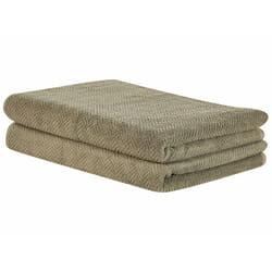 Set of 2 Cotton Terry Towels Green MITIARO