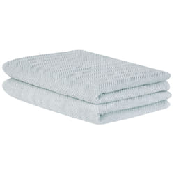 Set of 2 Cotton Terry Towels Mint Green MITIARO