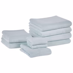 Set of 9 Cotton Terry Towels Mint Green MITIARO