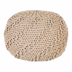 Cotton Knitted Pouffe 50 x 35 cm Beige PRIENE