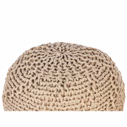 Cotton Knitted Pouffe 50 x 35 cm Beige PRIENE