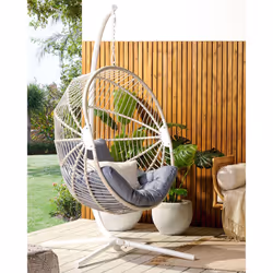 Hanging Chair with Stand ACRI PE Rattan White