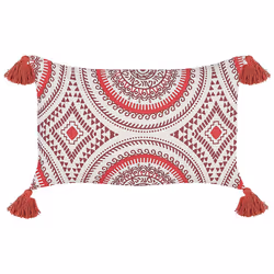 Cotton Cushion Oriental Pattern 30 x 50 cm Red and White ANTHEMIS
