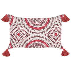 Cotton Cushion Oriental Pattern 30 x 50 cm Red and White ANTHEMIS