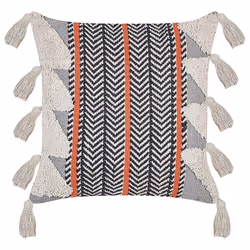 Set of 2 Decorative Cushions BOUVARDIA Cotton 45 x 45 cm Grey Chevron Pattern