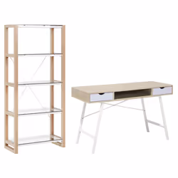 Home Office Set White and Light Wood JENKS/CLARITA