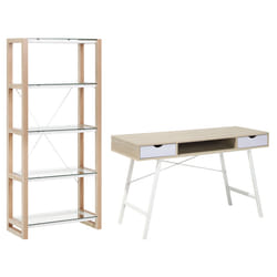 Home Office Set White and Light Wood JENKS/CLARITA
