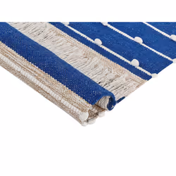 Cotton Area Rug 80 x 150 cm Blue and Beige KONDHALI