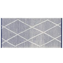 Cotton Area Rug 80 x 150 cm White and Blue SYNOPA