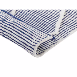 Cotton Area Rug 80 x 150 cm White and Blue SYNOPA