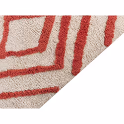 Shaggy Cotton Area Rug 160 x 230 cm Off-White and Red HASKOY