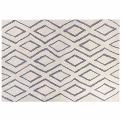 Shaggy Cotton Area Rug 160 x 230 cm Off-White and Blue MENDERES