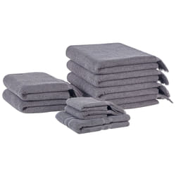 Set of 9 Cotton Terry Towels Grey ATIU