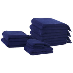 Set of 9 Cotton Terry Towels Blue ATIU