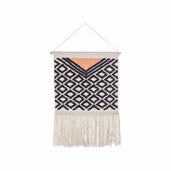 Cotton Wall Hanging with Tassels Black and Orange GOJRA
