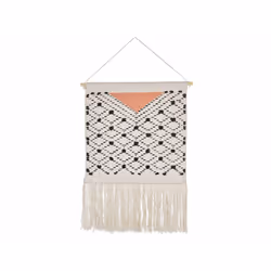 Cotton Wall Hanging with Tassels Black and Orange GOJRA