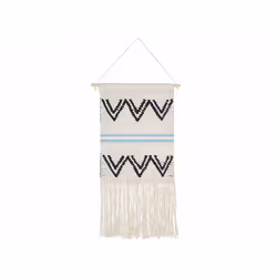 Cotton Wall Hanging with Tassels Beige and Black FAZILPUR