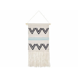 Cotton Wall Hanging with Tassels Beige and Black FAZILPUR