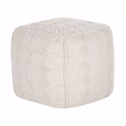 Cotton Pouffe 40 x 40 cm White WARANGAL