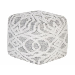 Cotton Pouffe 40 x 40 cm White and Grey BHILWARA
