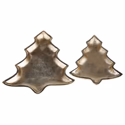 Set of 2 Trinket Dishes Christmas tree DURIAN Metal Gold