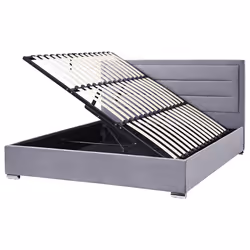 Ottoman Bed Velvet ROUEN 180 x 200 cm (EU Super King) Dark Grey