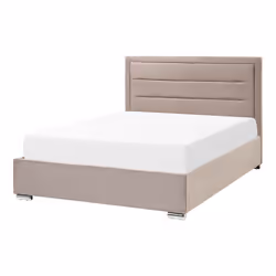 Ottoman Bed Velvet ROUEN 140 x 200 cm (EU Double) Taupe