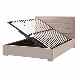 Ottoman Bed Velvet ROUEN 160 x 200 cm (EU King Size) Taupe