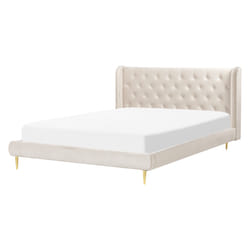 Bed Velvet FORBACH 160 x 200 cm (EU King Size) Beige