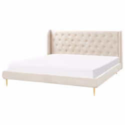 Bed Velvet FORBACH 180 x 200 cm (EU Super King) Beige