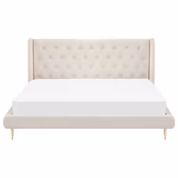 Bed Velvet FORBACH 180 x 200 cm (EU Super King) Beige