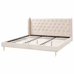 Bed Velvet FORBACH 180 x 200 cm (EU Super King) Beige - Additional view 4