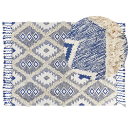 Cotton Area Rug 140 x 200 cm Light Beige and Blue MANAVGAT