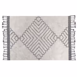 Cotton Area Rug 140 x 200 cm White and Black ERAY