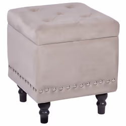 Storage Pouffe LORETTO Velvet Beige 37 cm 37 cm 40 cm