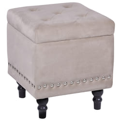 Storage Pouffe LORETTO Velvet Beige 37 cm 37 cm 40 cm