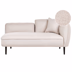Right Hand Chaise Lounge CHEVANNES Boucle Light Beige