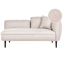 Right Hand Chaise Lounge CHEVANNES Boucle Light Beige