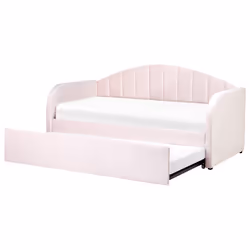 Trundle Bed Velvet EYBURIE 90 x 200 cm (EU Single) Pastel Pink