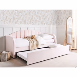Trundle Bed Velvet EYBURIE 90 x 200 cm (EU Single) Pastel Pink