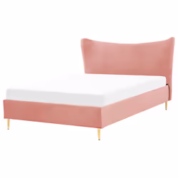 Bed Velvet CHALEIX 140 x 200 cm (EU Double) Peach Pink
