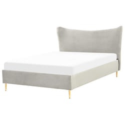 Bed Velvet CHALEIX 140 x 200 cm (EU Double) Light Grey