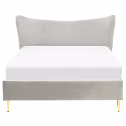 Bed Velvet CHALEIX 140 x 200 cm (EU Double) Light Grey