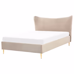 Bed Velvet CHALEIX 140 x 200 cm (EU Double) Taupe