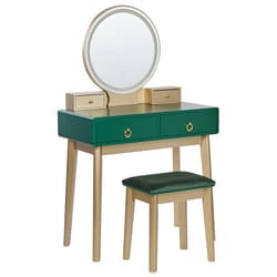 Dressing Table with Mirror and Stool FEDRY LED Emerald Green