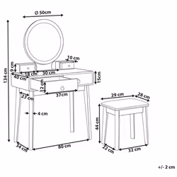 Dressing Table with Mirror and Stool FEDRY LED Grey