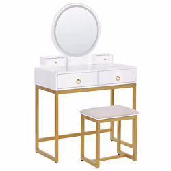 Dressing Table with Mirror and Stool AUXON LED White