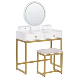 Dressing Table with Mirror and Stool AUXON LED White