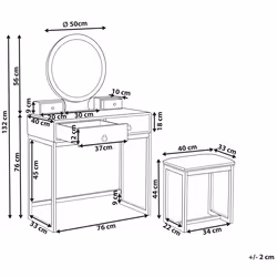 Dressing Table with Mirror and Stool AUXON LED White